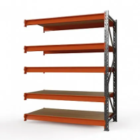 Секция приставная стеллажа металлического Оптима, 3500x1250x785 мм. Полки: 5 шт. фанера