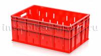 Ящик для молока, мяса, овощей и фруктов малая перфорация дно сплошное красный