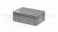 Евроконтейнер открытые ручки/сплошное дно (серый), 600x400x220 мм