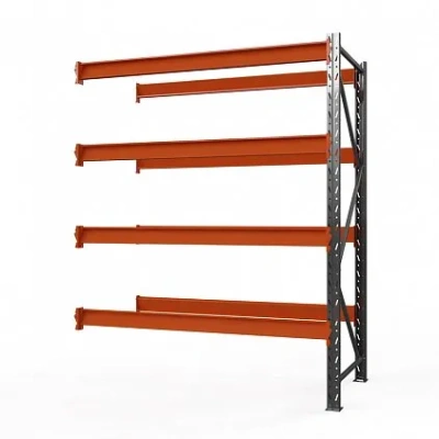 Секция приставная стеллажа металлического Оптима, 2500x2500x785 мм. Полки: 4 шт. без настила